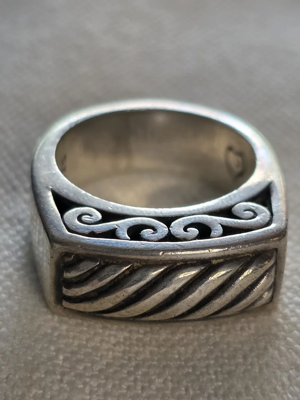 Brighton Chunky Rope Scroll Wide Band Ring Heavy Silver Plate Size 8